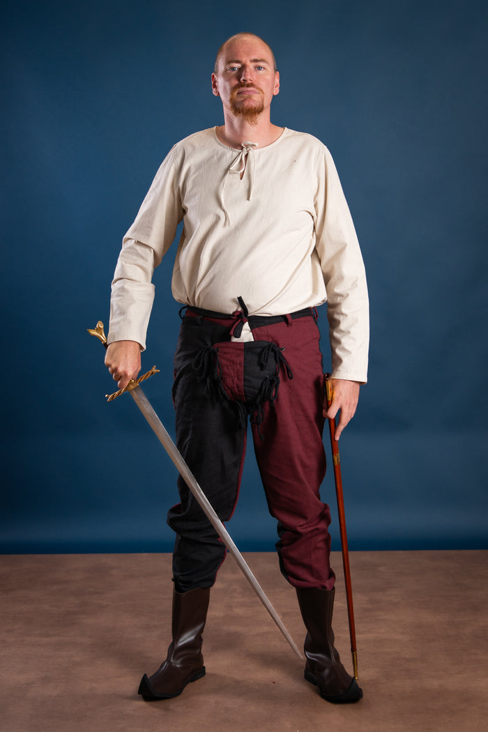 Pantalon mi-parti Gustav, noir/rouge