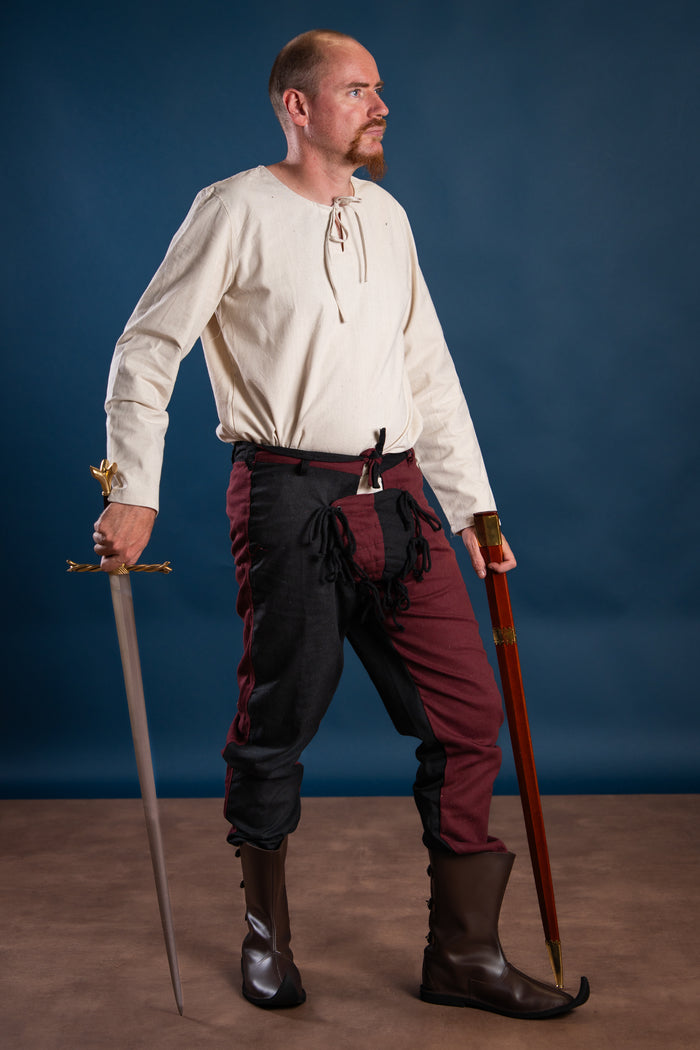 Mi-parti pants Gustav, Black/Red