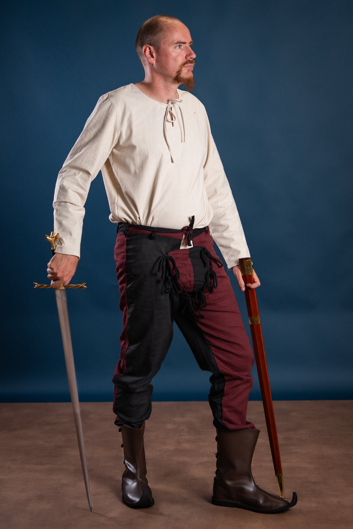 Pantalon mi-parti Gustav, noir/rouge