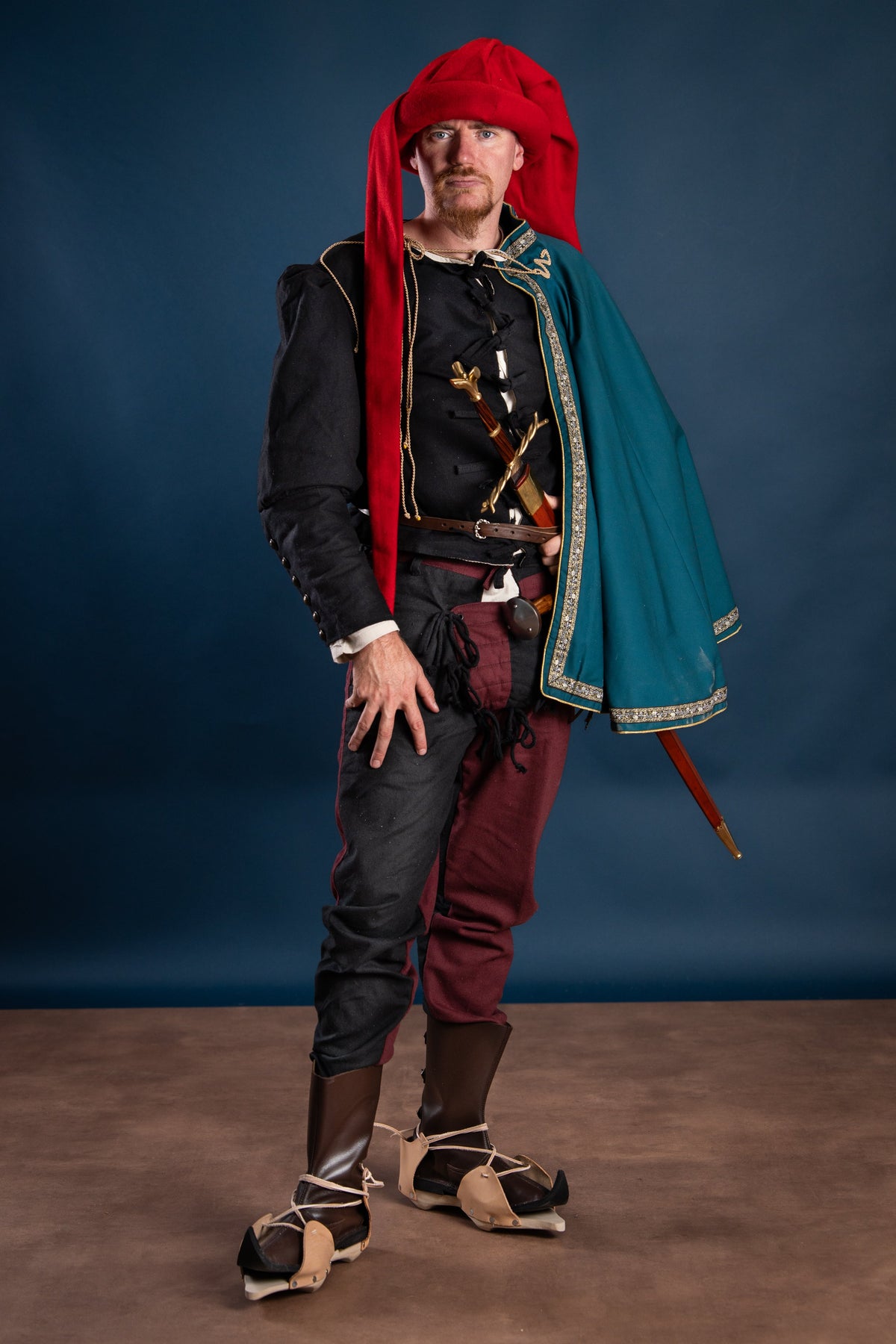 Mandilion, musketiersmantel François, zwart