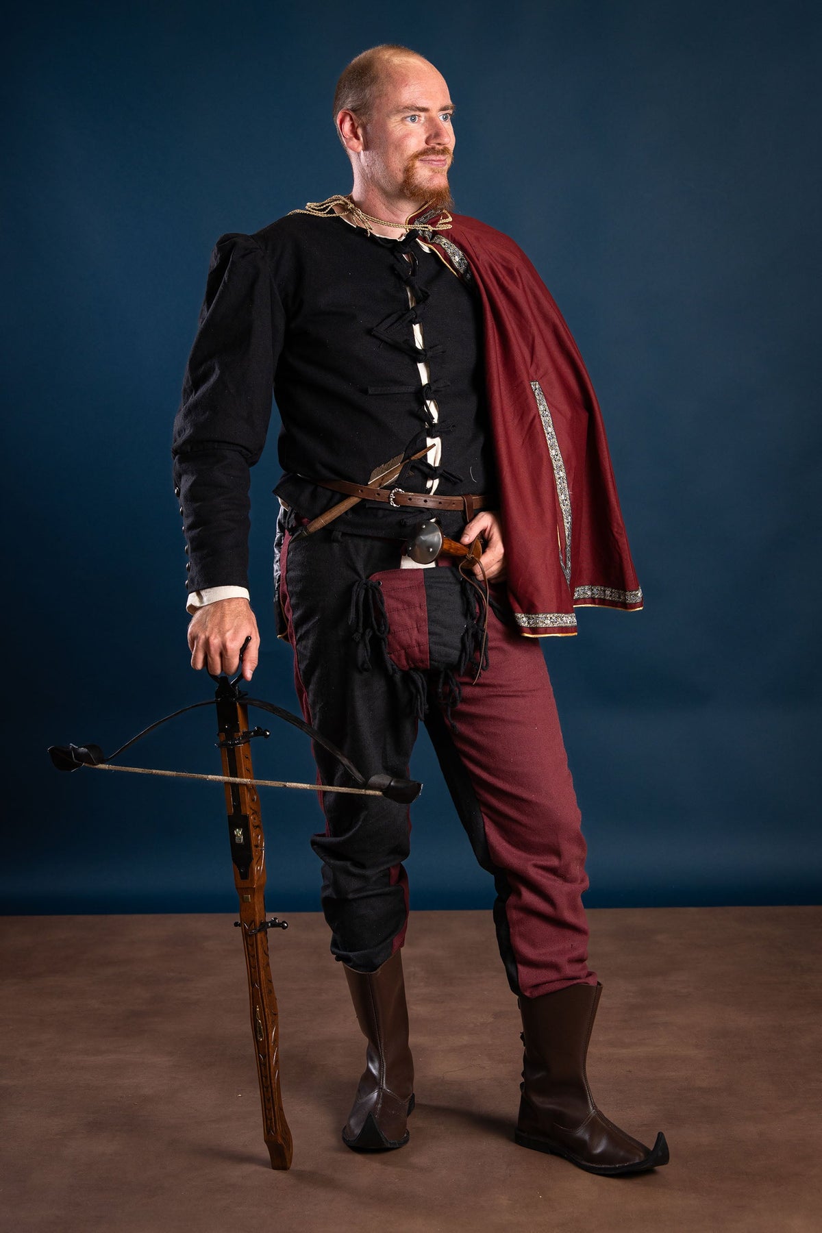 Mandilion, musketiersmantel François, zwart