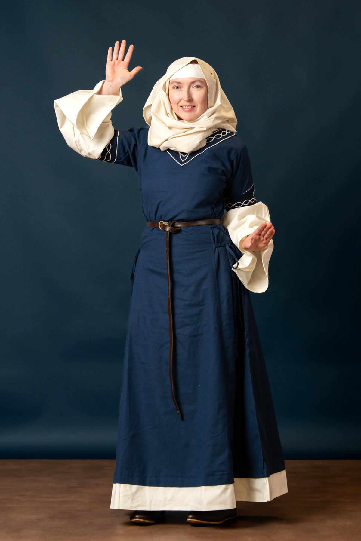 Gothique Bliaut Fiona, bleu-naturel