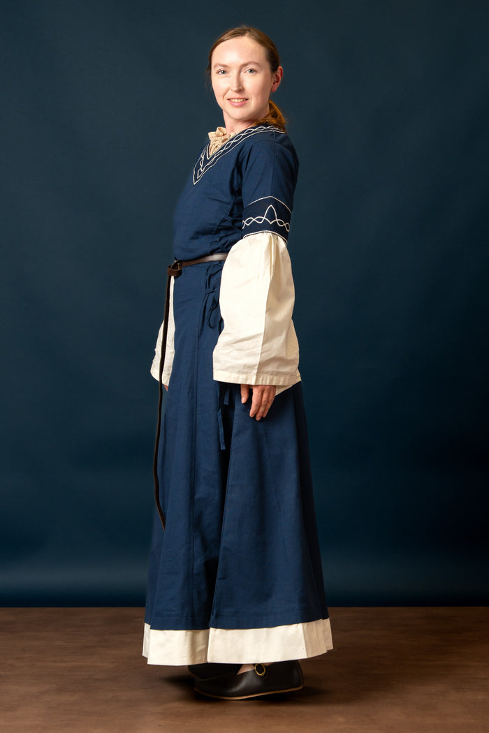 Gothique Bliaut Fiona, bleu-naturel