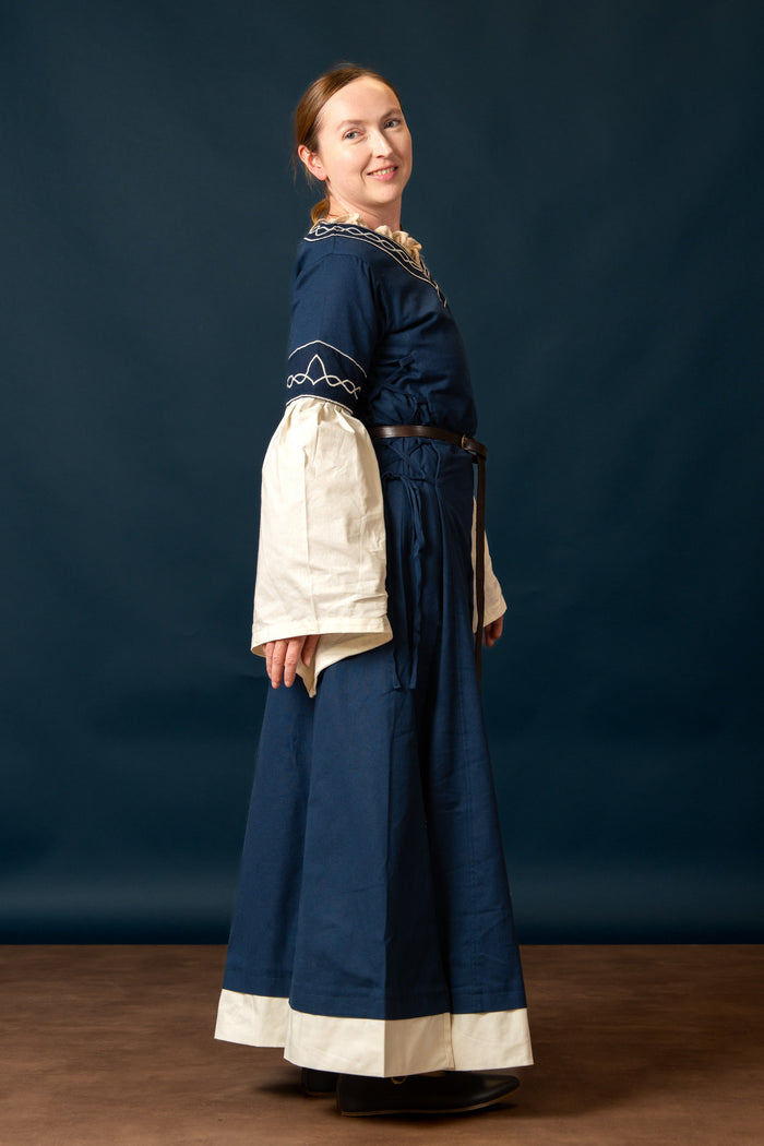 Gothique Bliaut Fiona, bleu-naturel
