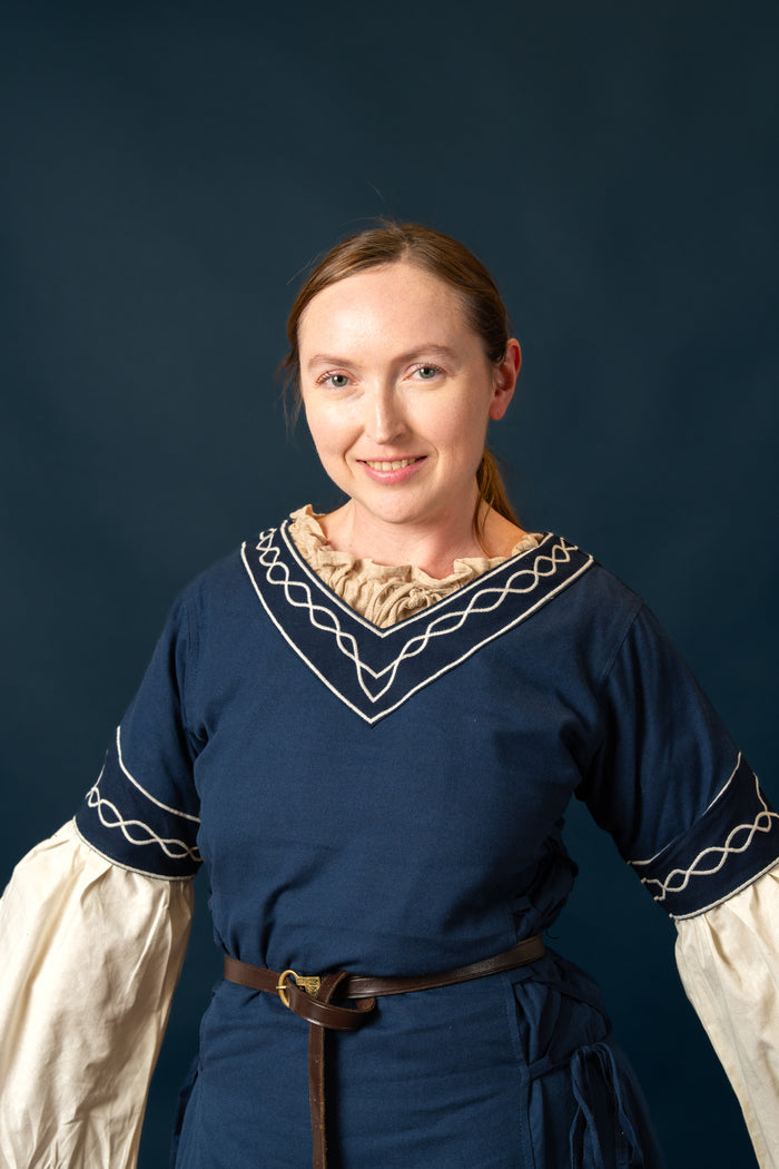 Gothique Bliaut Fiona, bleu-naturel