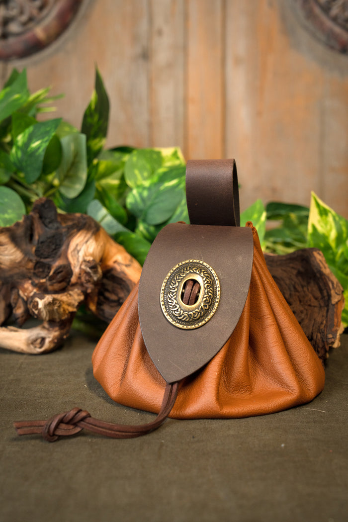 Middeleeuwse geldbeurs, groot, lichtbruin