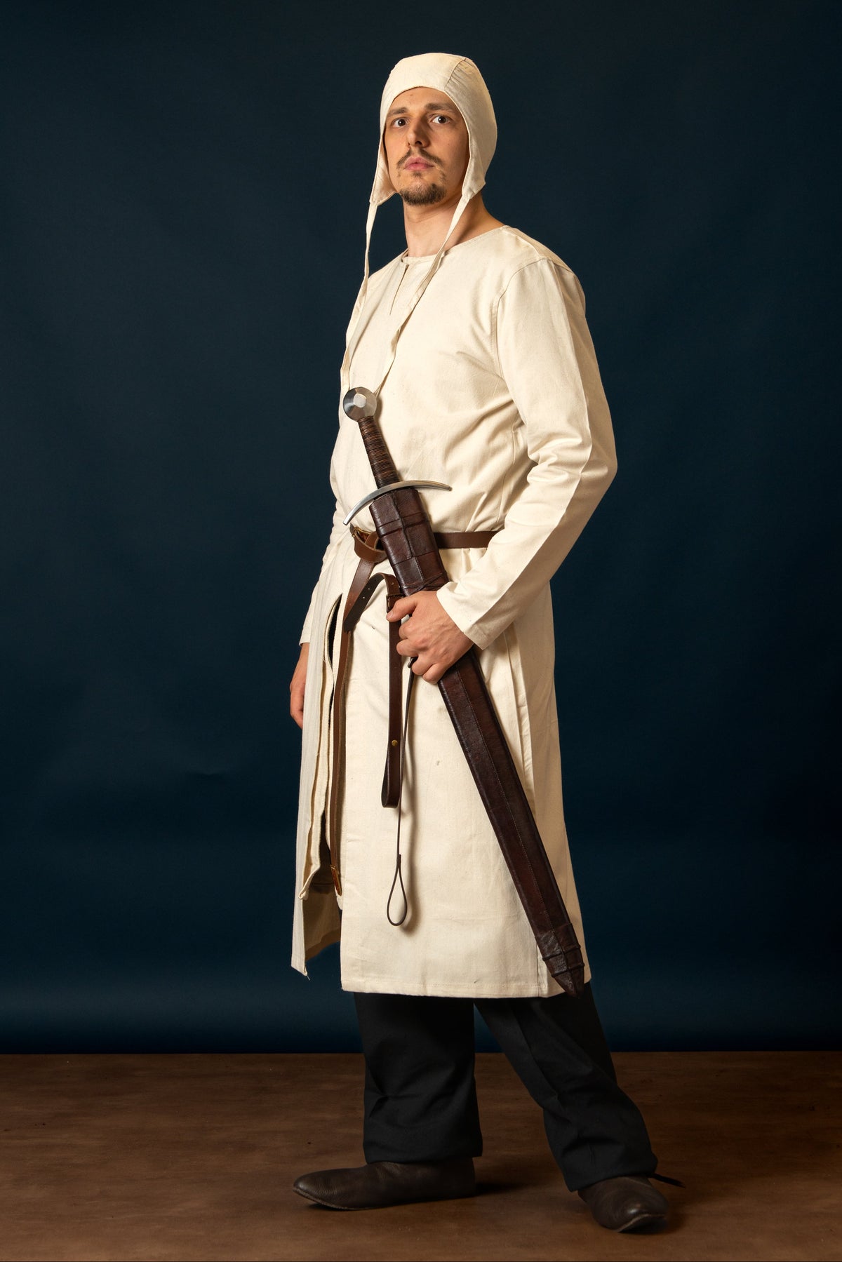 Lungă tunică medievală Gilbert, natural
