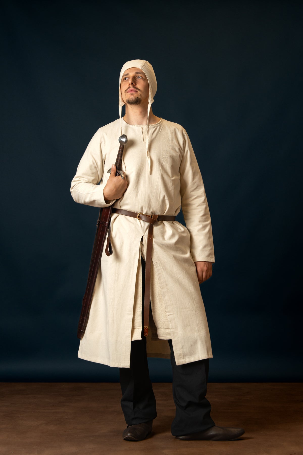 Lungă tunică medievală Gilbert, natural