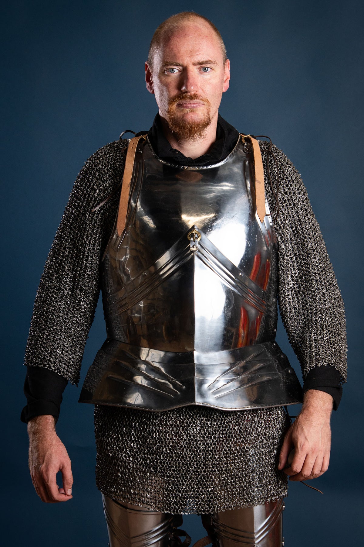 Maliëhaubergeon, blandede flade ringe, runde klinknagler, 9 mm