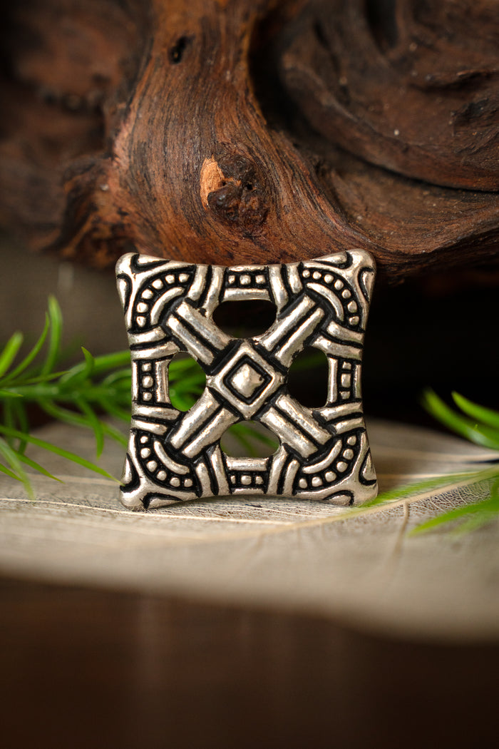 Viking cross fibula Uppåkra, silvered bronze