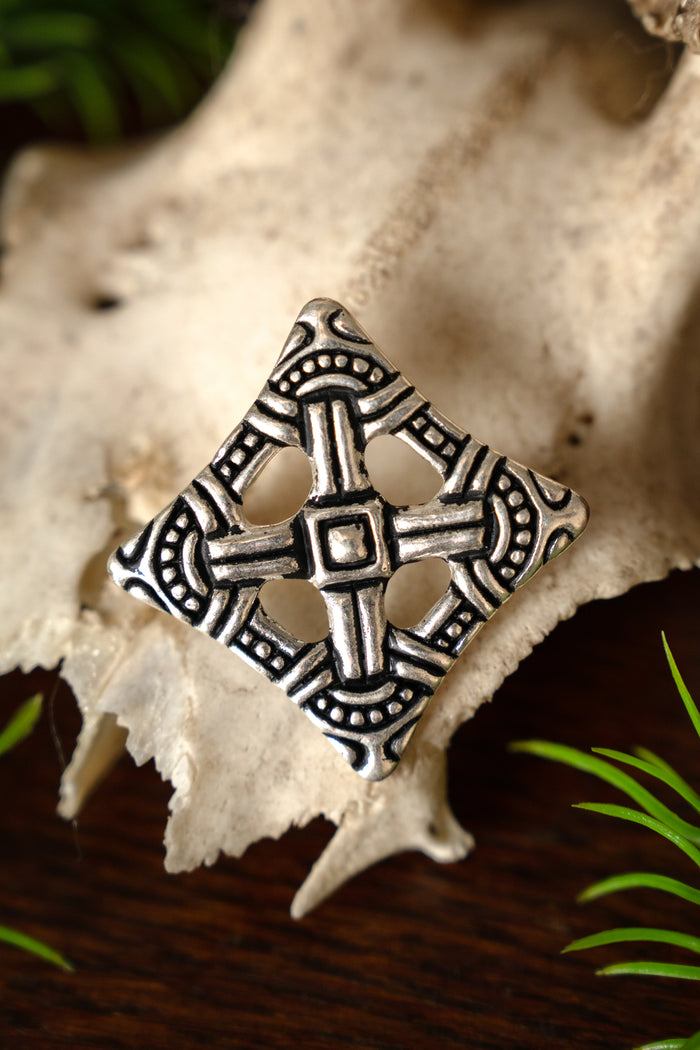 Viking cross fibula Uppåkra, silvered bronze