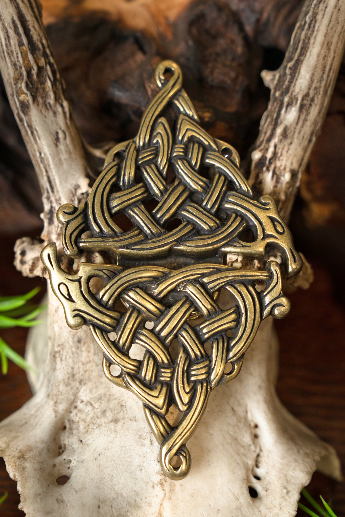 Celtyckie zapięcie do płaszcza, kolor brązu, zamak