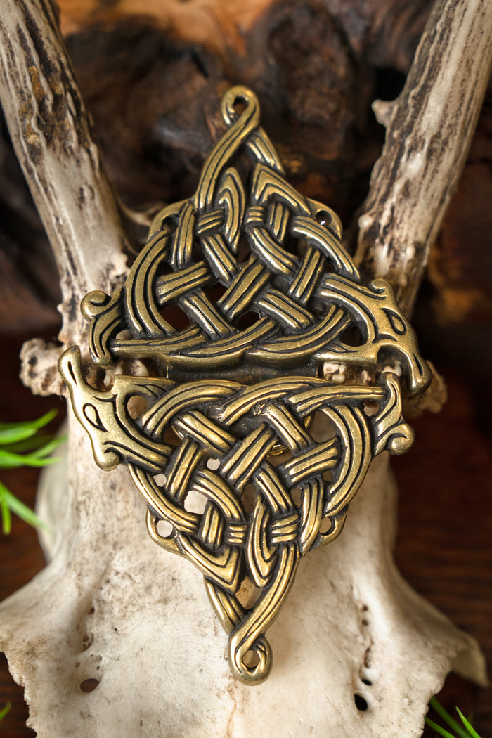 Celtyckie zapięcie do płaszcza, kolor brązu, zamak