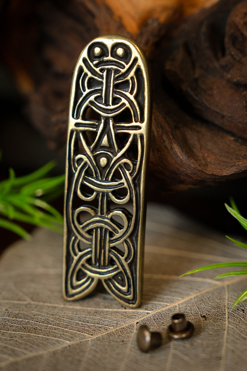 Jorvik belt end, brass color
