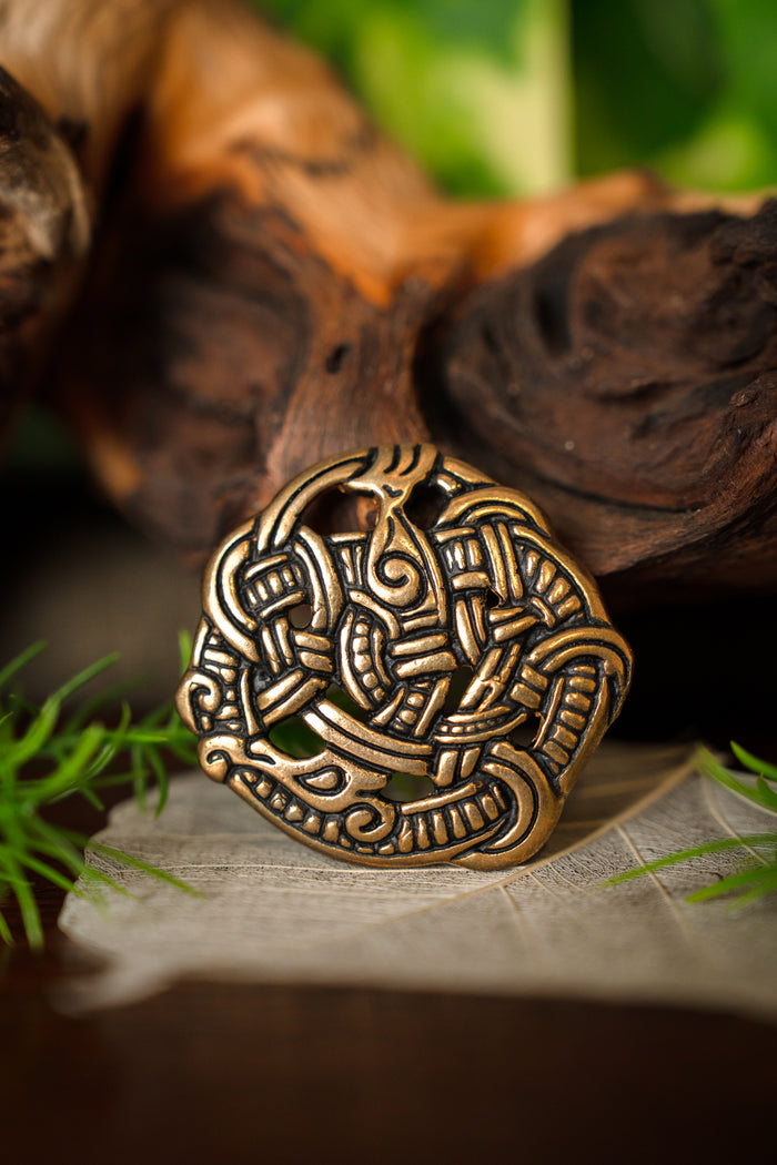 Scheibenfibel im Urnesstil, Bronze