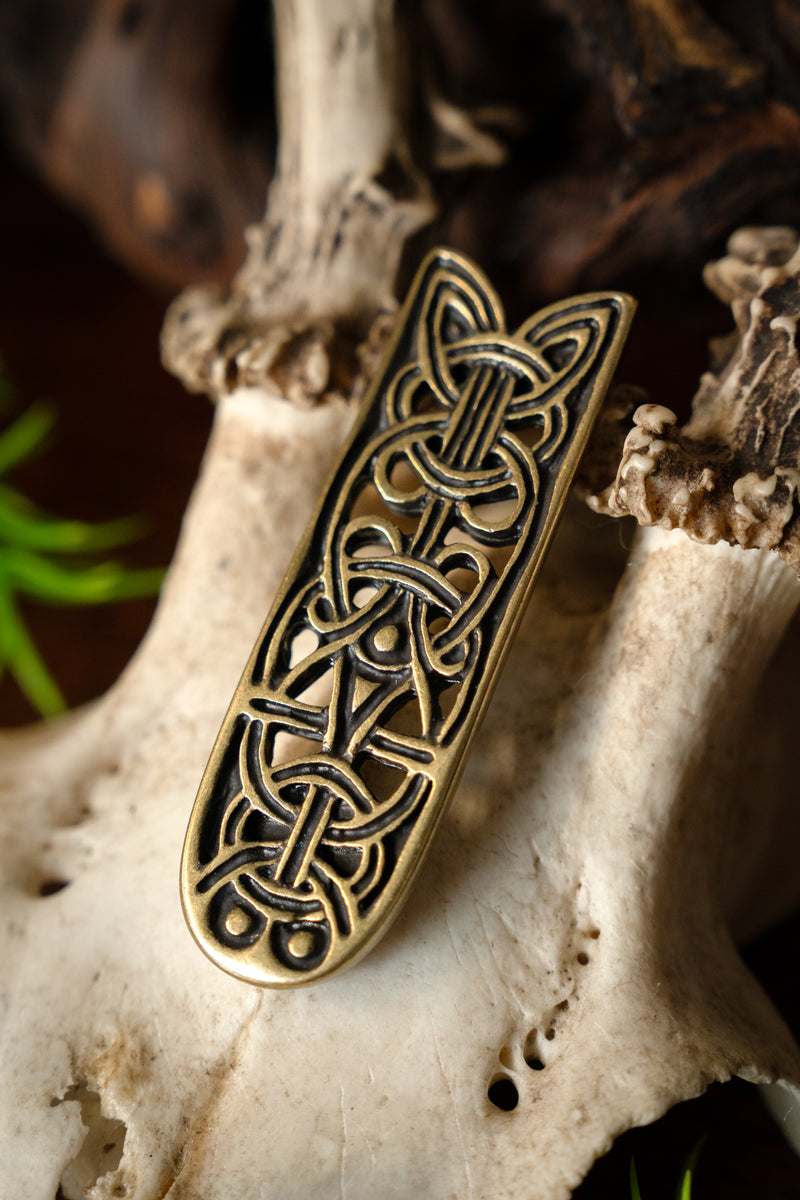 Jorvik belt end, brass color