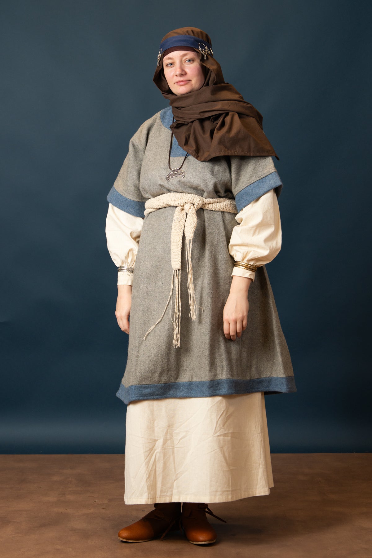 Rusvik Wikinger Kleid Luiza, Wollmix, blau grau