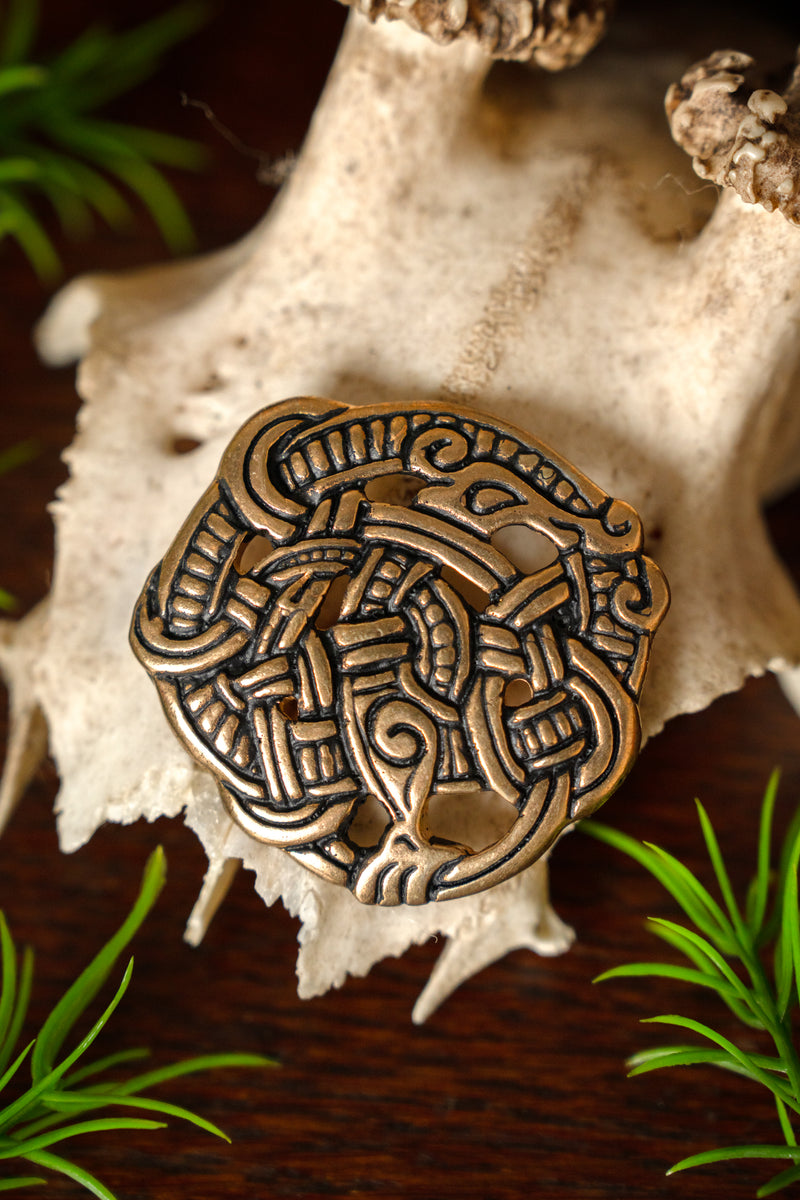 Scheibenfibel im Urnesstil, Bronze