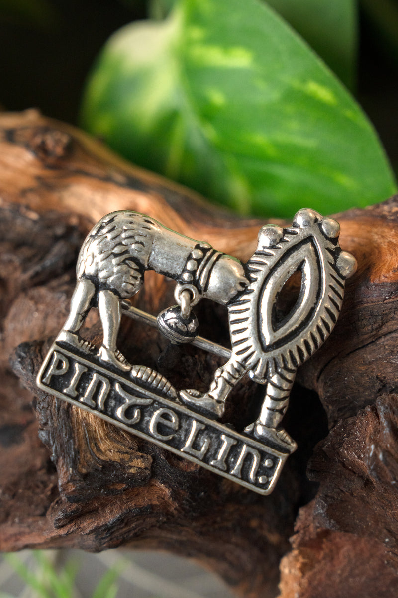 Badge medievale fallo e vulva, bronzo argentato