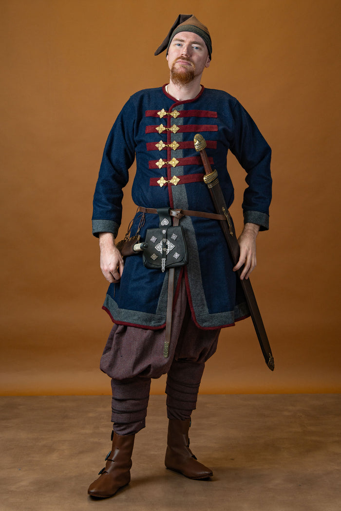 Caftano vichingo Rusvik Kosma, blu, misto lana