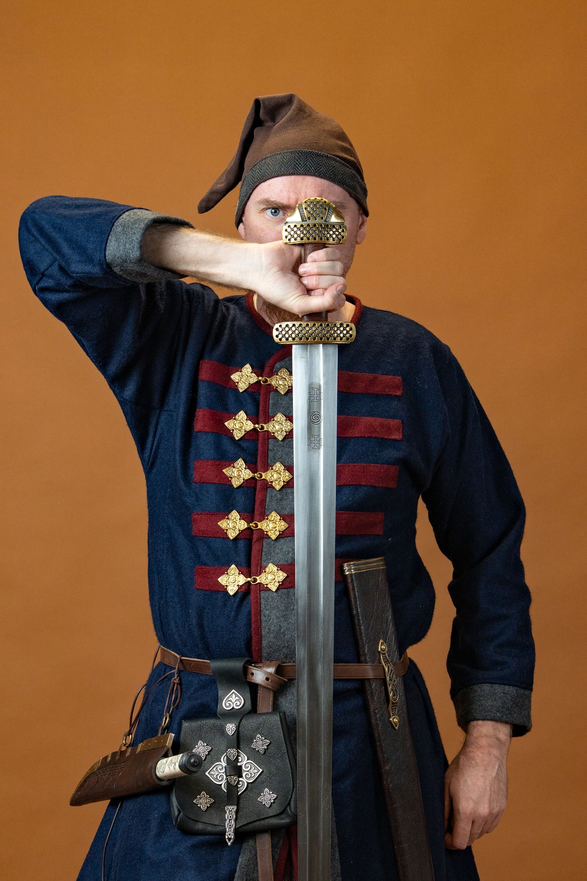 Rusvik Viking kaftan Kosma, blauw, wolmix