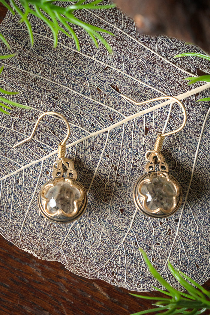 Earrings Gotland rock crystal, 1.2 cm, bronze