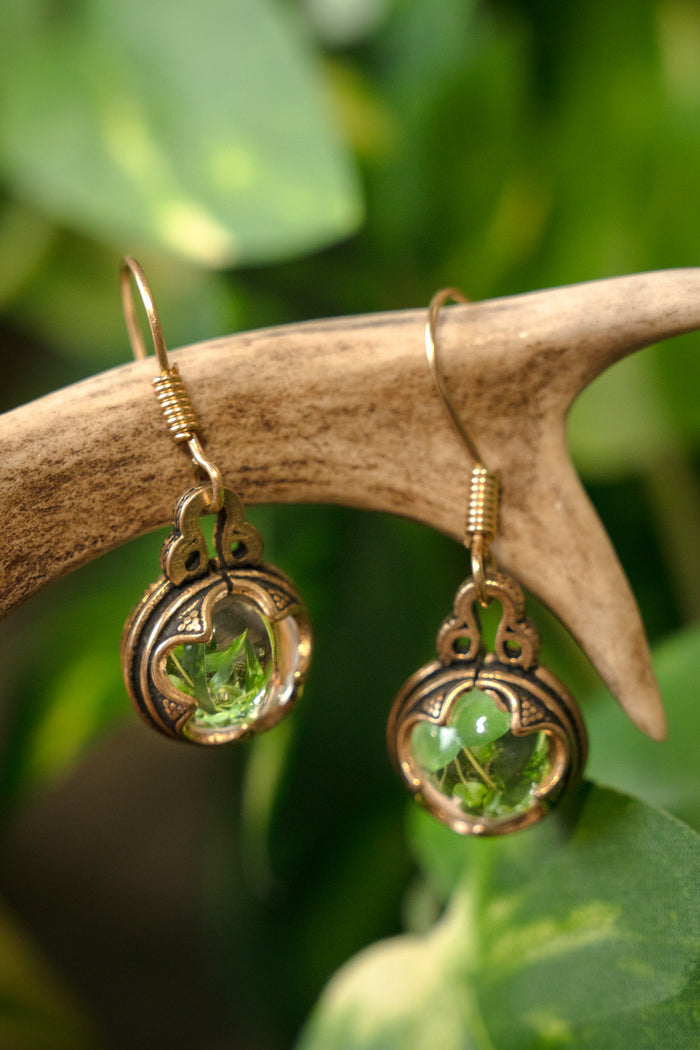 Earrings Gotland rock crystal, 1.2 cm, bronze