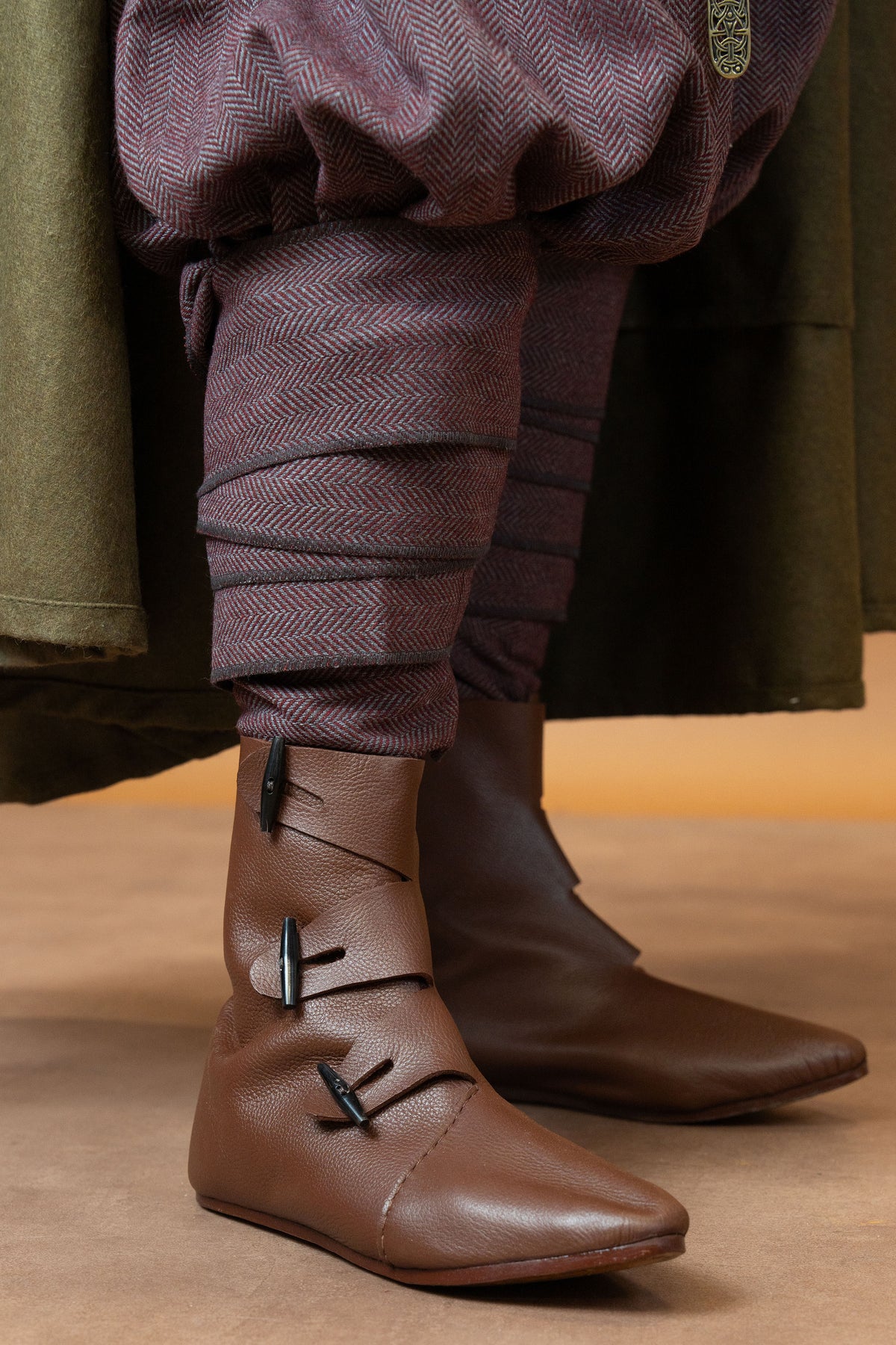 Bandes de jambe Asgar, mélange de laine, bordeaux rouge