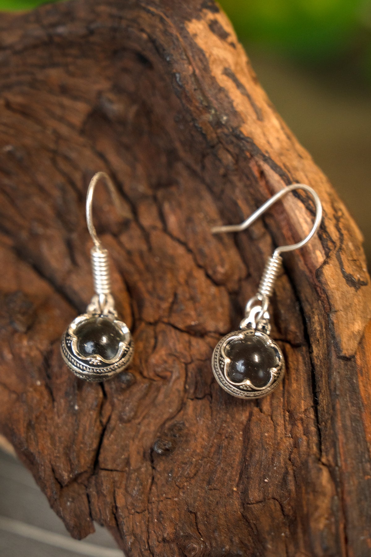 Kolczyki Gotland – kryształ górski, posrebrzany brąz