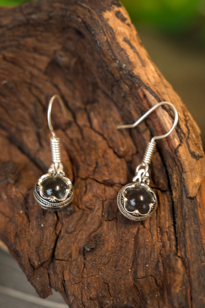 Kolczyki Gotland – kryształ górski, posrebrzany brąz