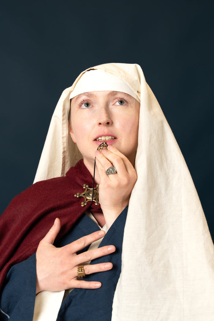 Manta medievală cu glugă, roșu, amestec de lână