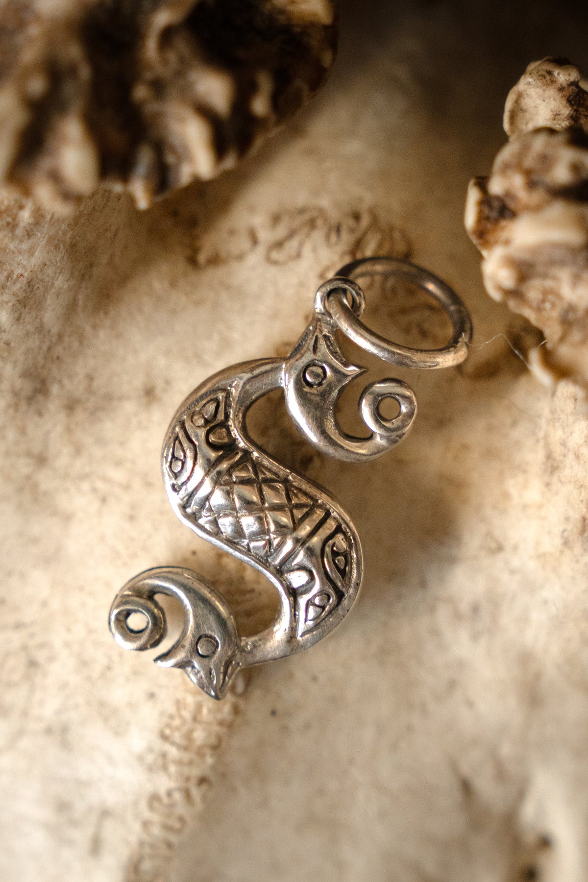 Celtic seahorse, sterling silver