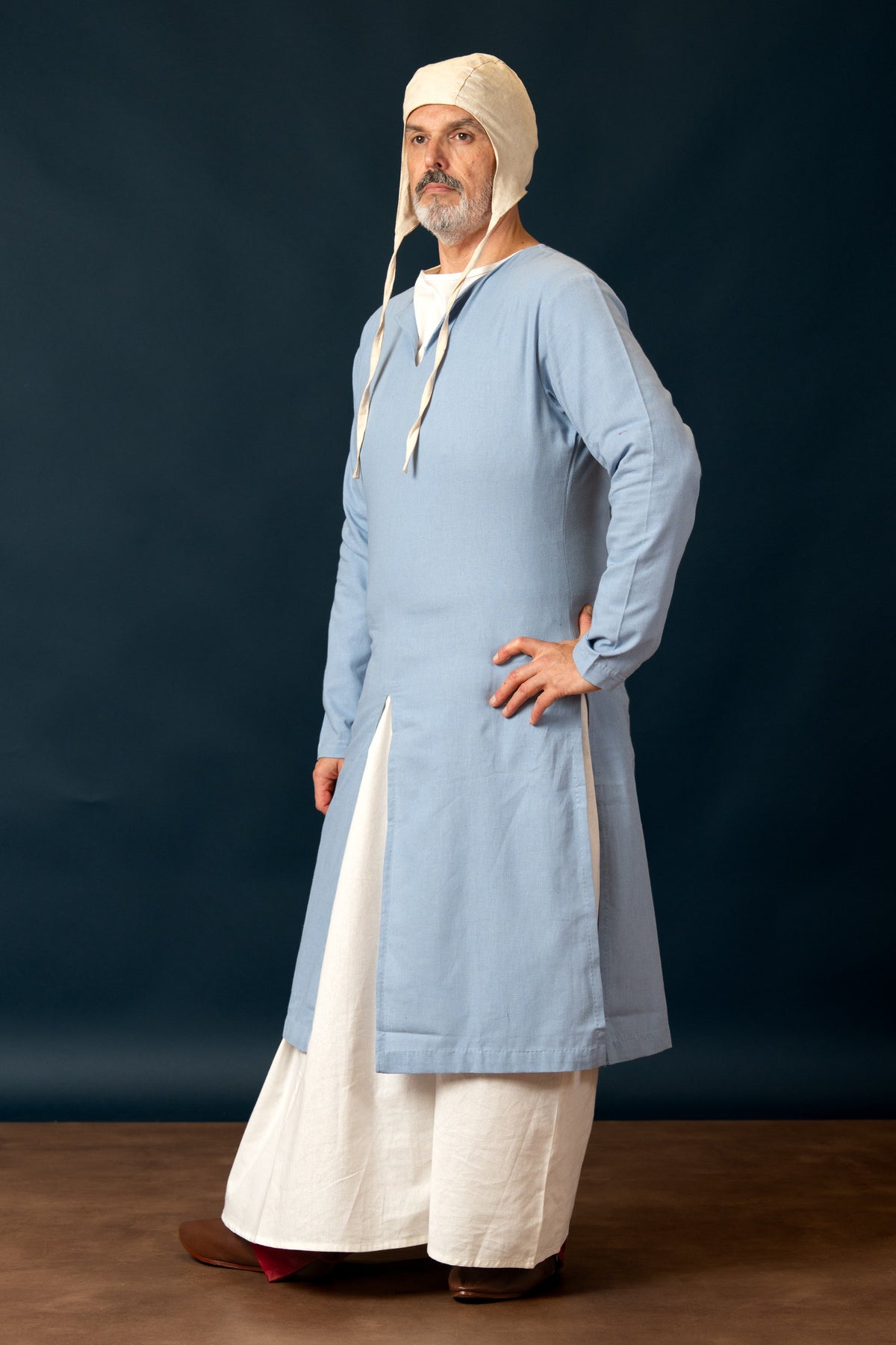 riding tunic, cotton-linen mix, blue