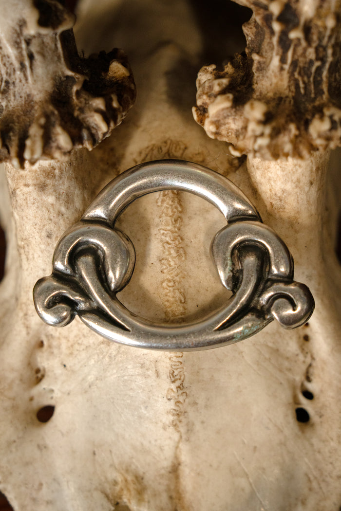 Birka ring for seax scabbard, silvered