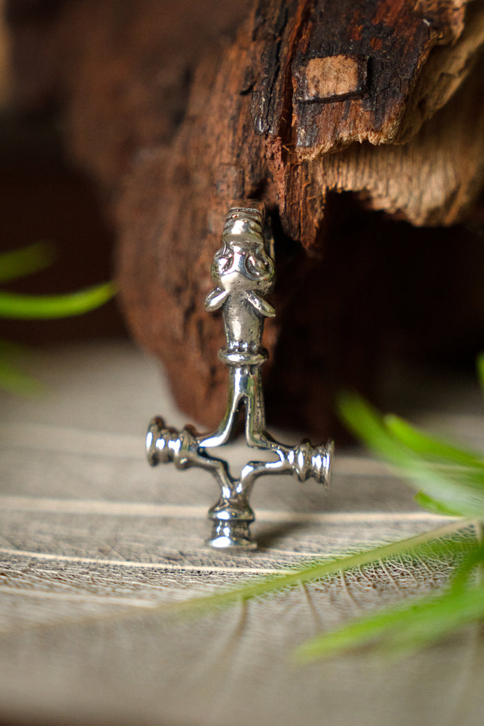 Thor's hammer wolf cross, silvered, zamak