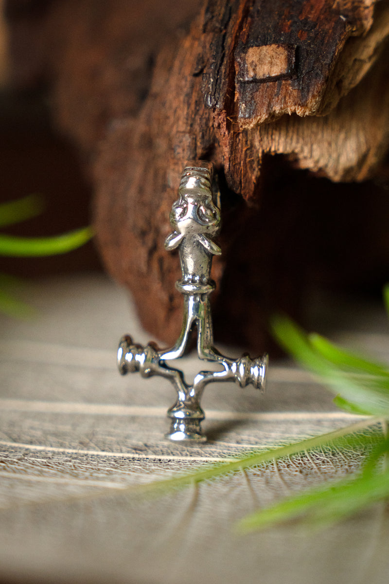 Thor's hammer wolf cross, silvered, zamak