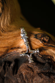 Thor's hammer wolf cross, silvered, zamak