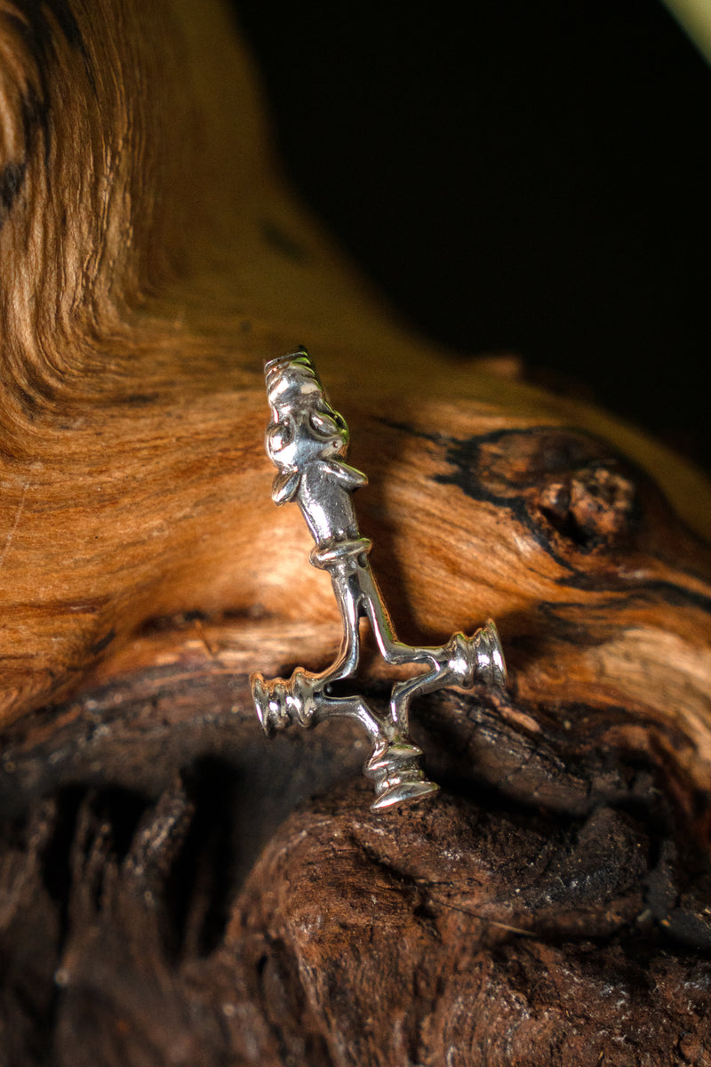 Thor's hammer wolf cross, silvered, zamak