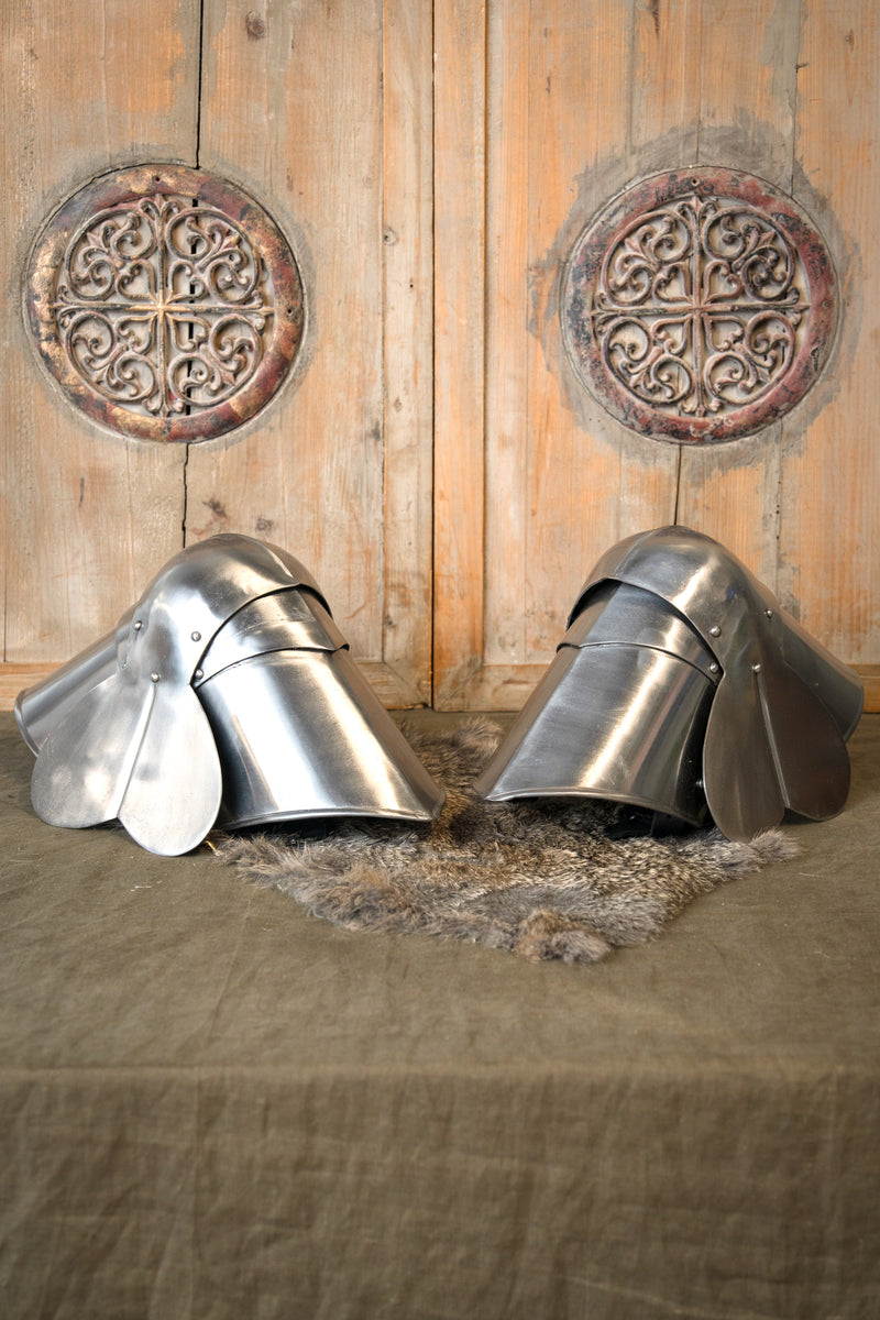 Poleyns del XV secolo, protezioni per le ginocchia con rondelle, 1,6 mm