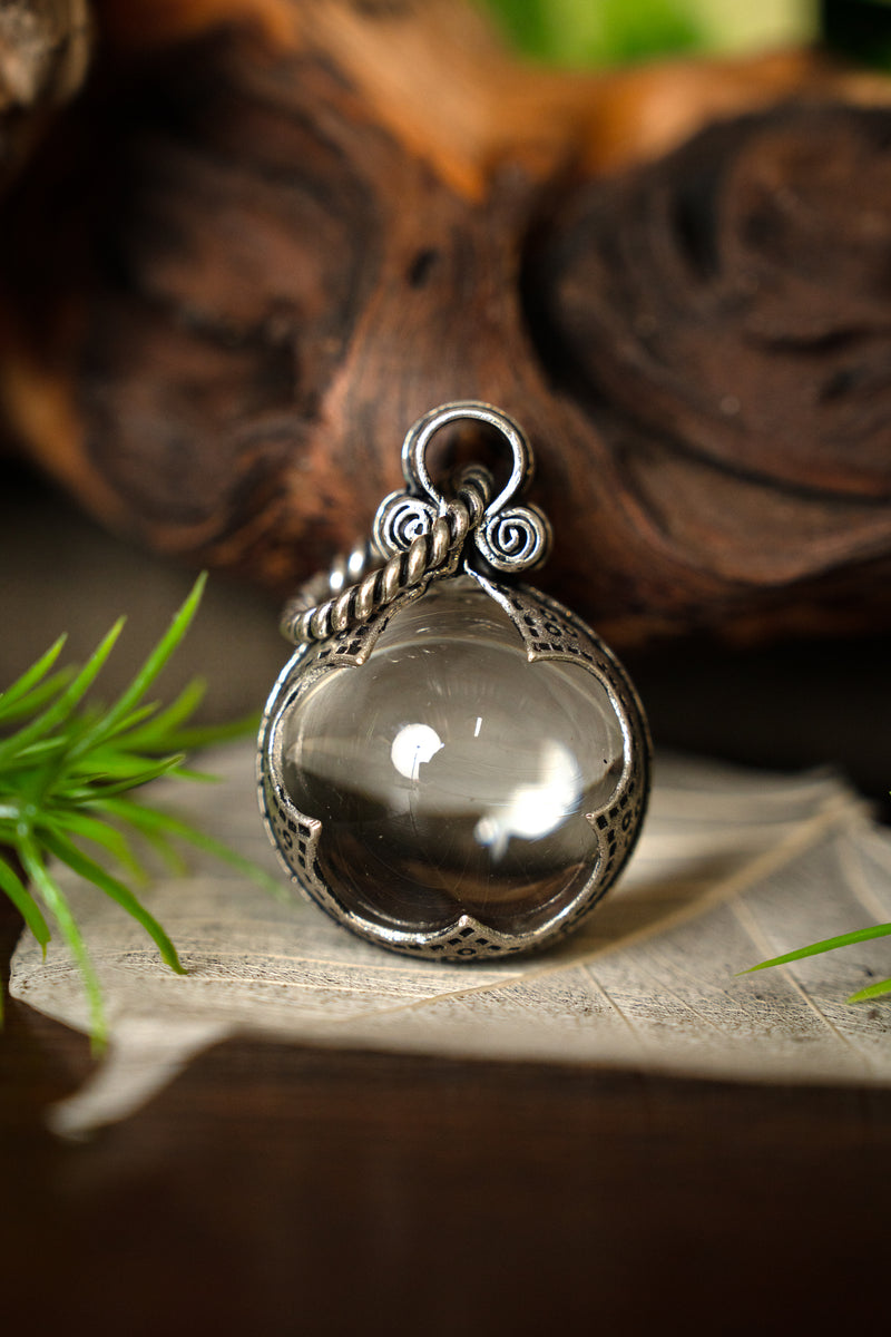 Gotland Viking mountain crystal L, silvered bronze