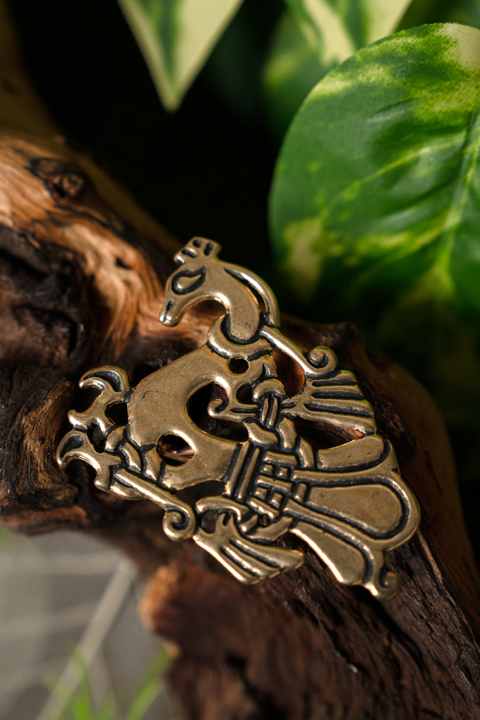 Viking pauwenbroche, brons