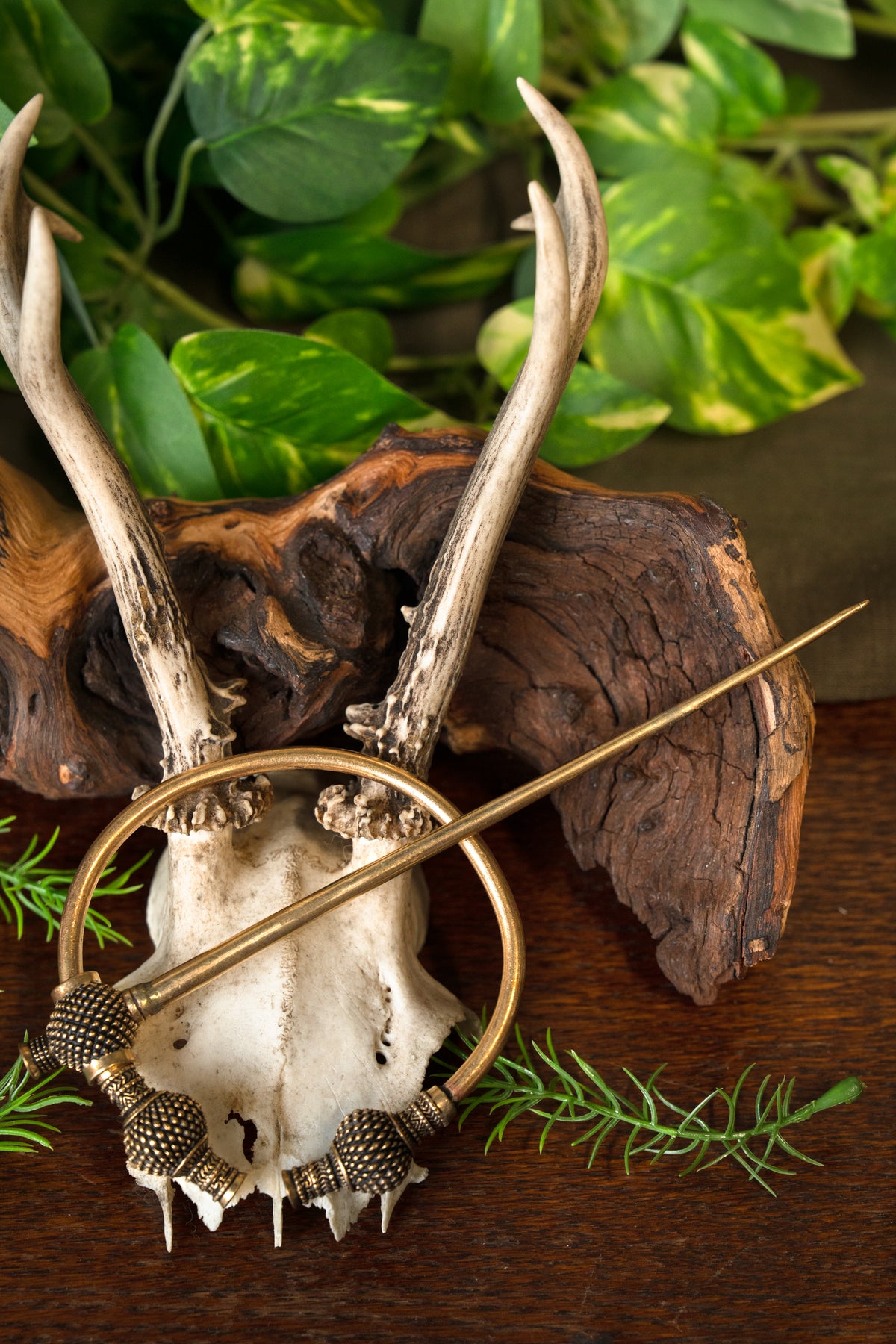 Viking thistle fibula large, bronze