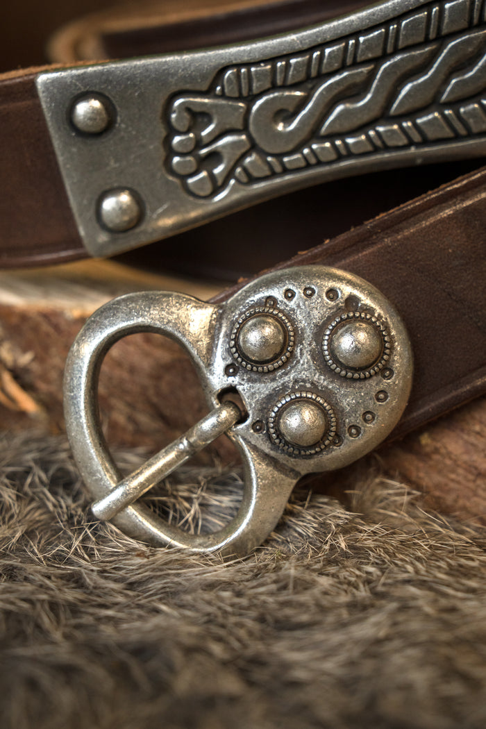 Cinturón alamanes, marrón, plateado