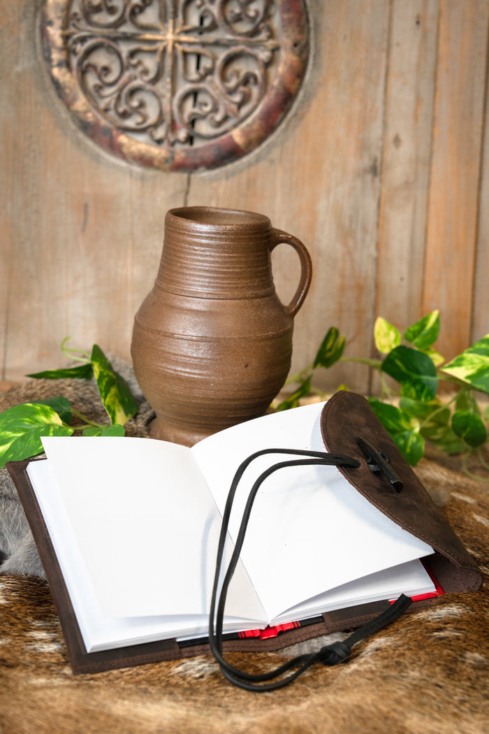 Notesbog med læderomslag, brun, M