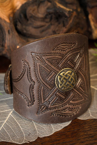 Bracelet celtique à boucles, brun, en cuir