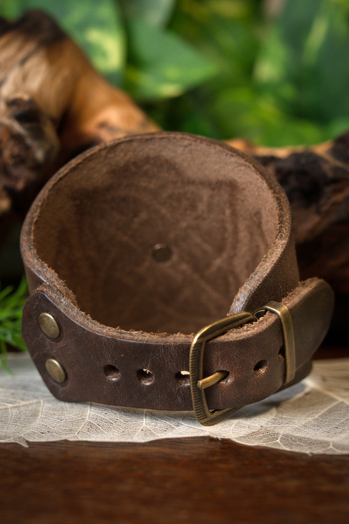 Celtycka bransoleta z klamrami, brązowa, skóra