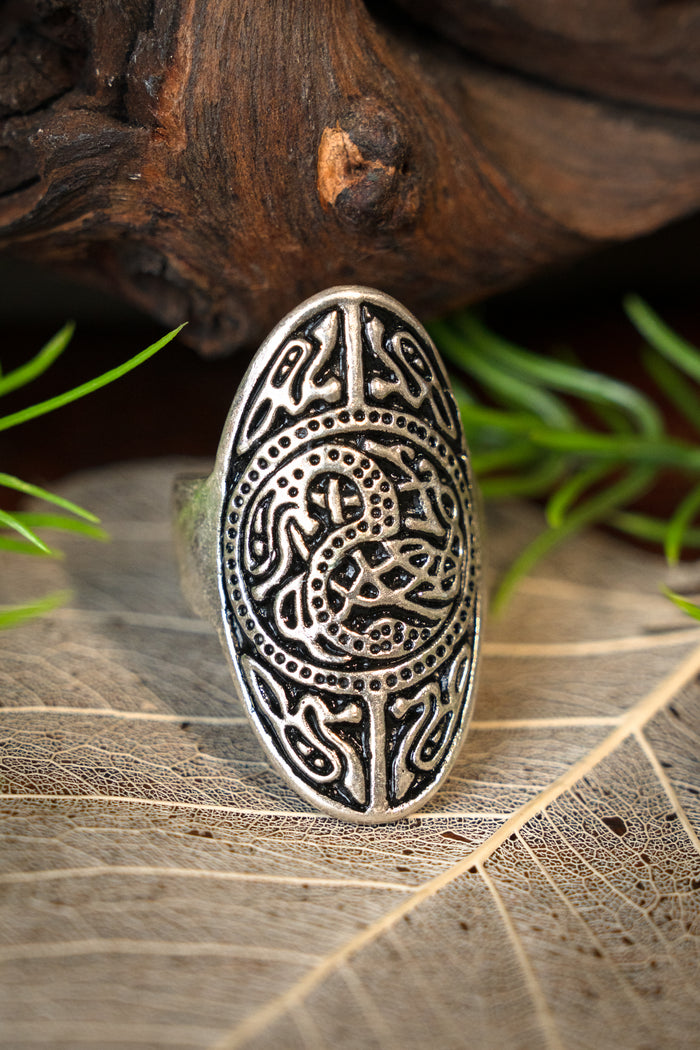 Saxon ring Trewhiddle, silver-plated bronze