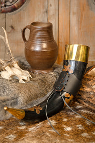 Pagan drinking horn Mabon with leather holder, 500-650 ml