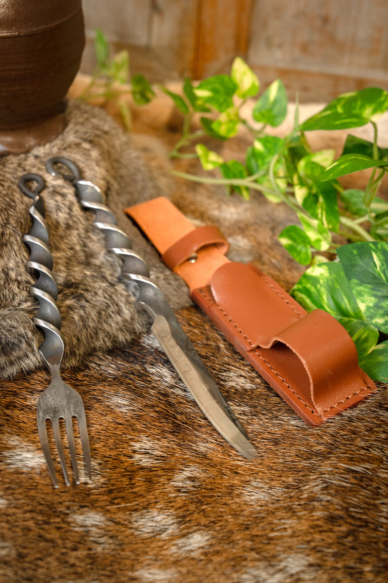 Kniv och gaffel, med vridet grepp, rostfritt stål