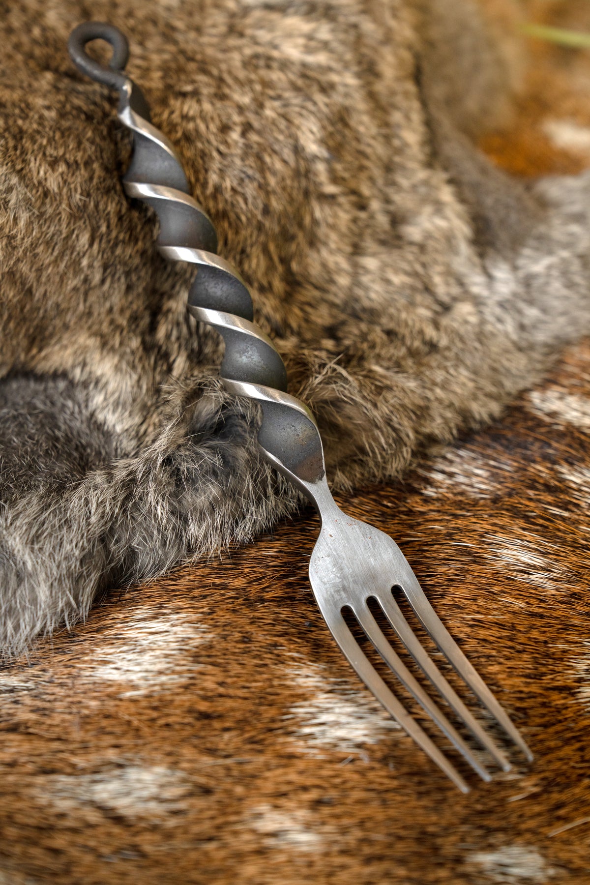 Knife and fork twisted handle, stainless steel